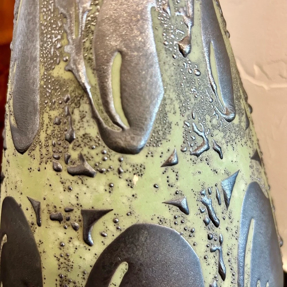 MCM West German Fat Lava Green Carstens Tonnieshof 11” Vase 1218-29 Vintage